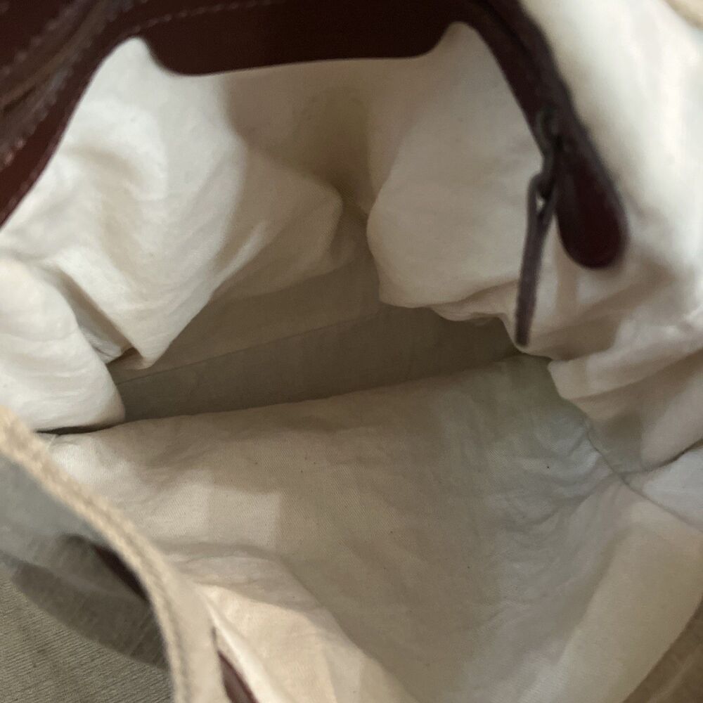 Sundance Canvas Leather Backpack Brown Beige Bag School Travel Adjustable - Picture 7 of 10